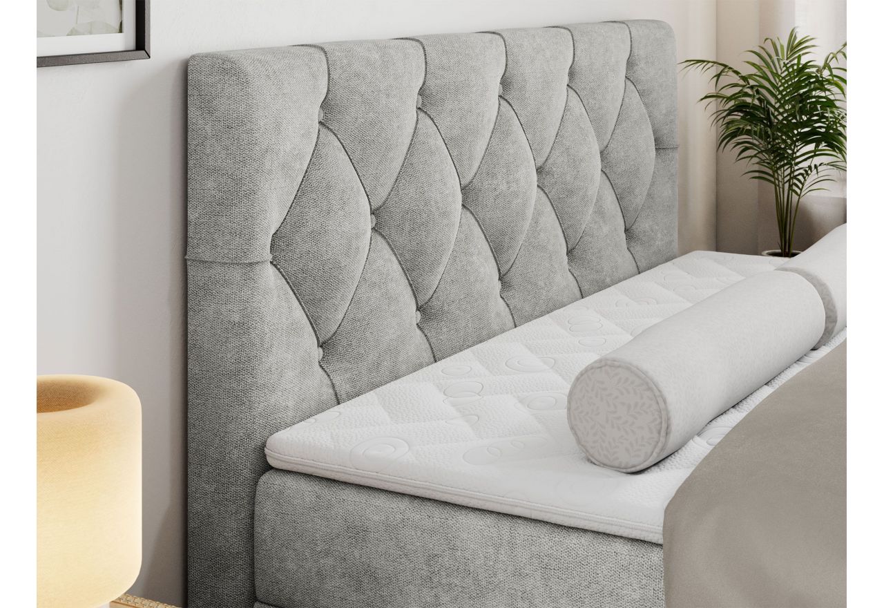 Łóżko kontynentalne ALDA 200x200 - H3 - jasnoszary, struktura