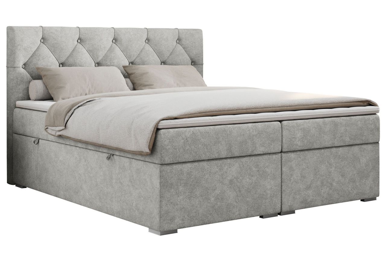 Łóżko kontynentalne ALDA 120x200 - H4 - jasnoszary, struktura