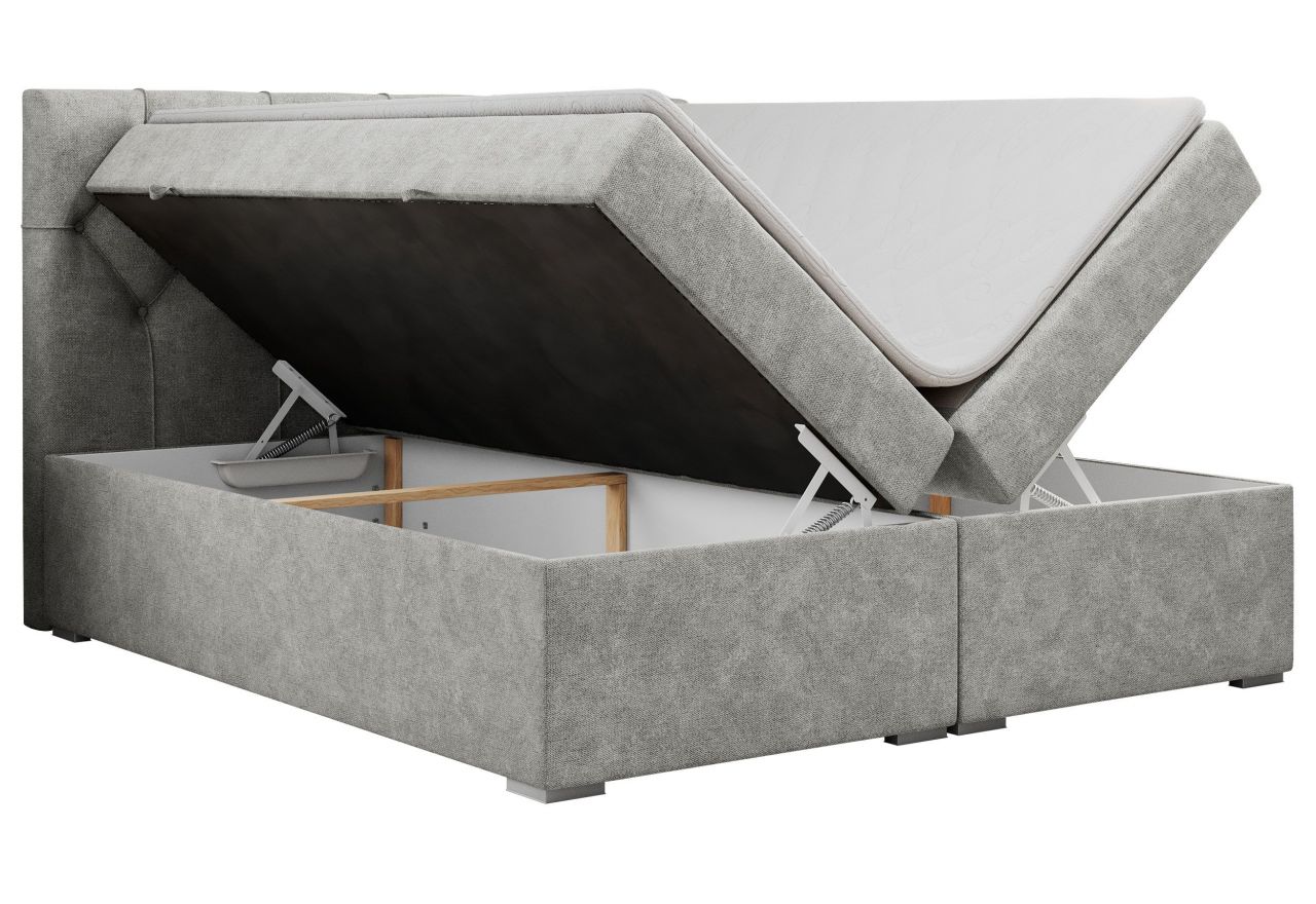 Łóżko kontynentalne ALDA 120x200 - H4 - jasnoszary, struktura