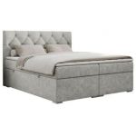 Łóżko kontynentalne ALDA 160x200 - H4 - jasnoszary, struktura