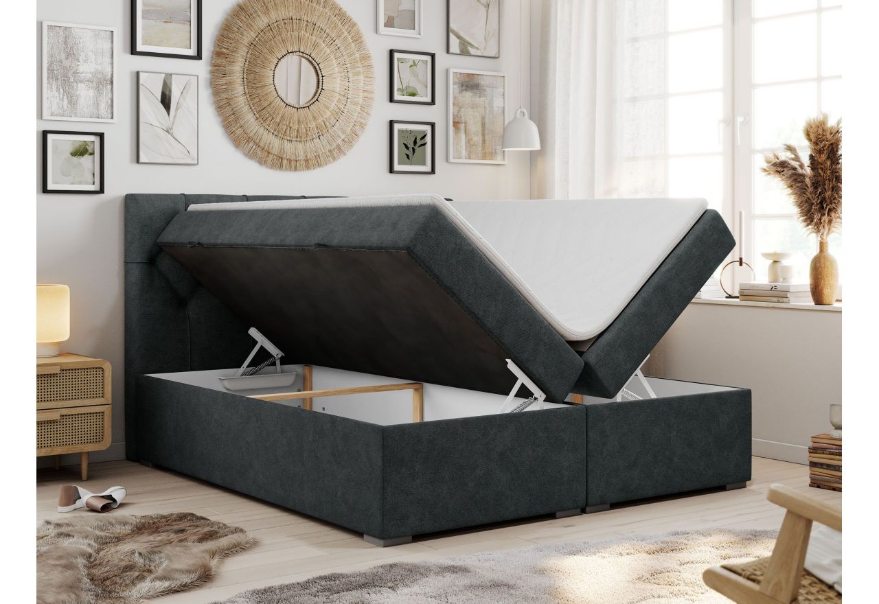 Łóżko kontynentalne ALDA 160x200 - H3 - ciemnoszary, struktura