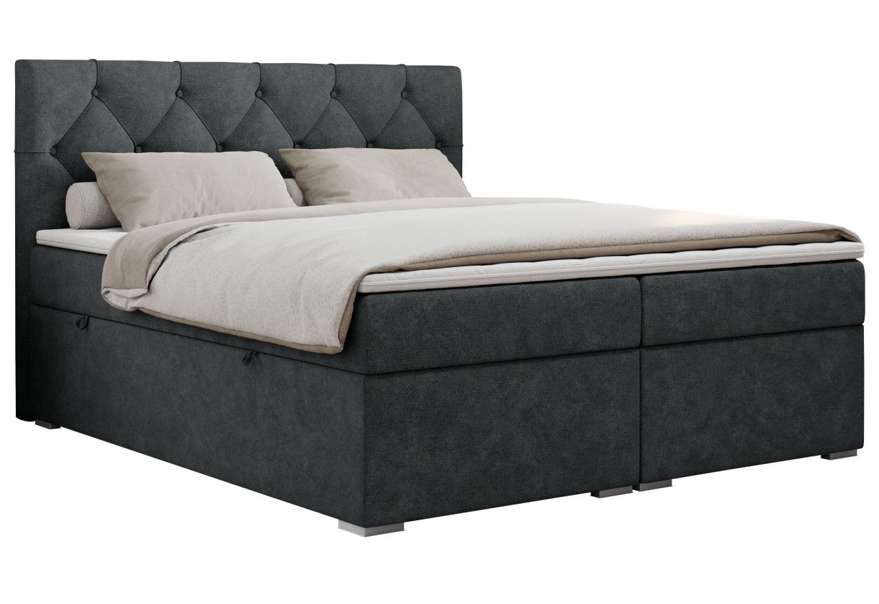 Łóżko kontynentalne ALDA 140x200 - H4 - ciemnoszary, struktura