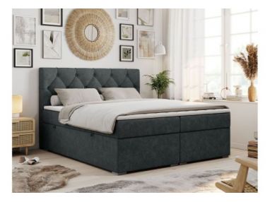 Łóżko kontynentalne ALDA 160x200 - H4 - ciemnoszary, struktura