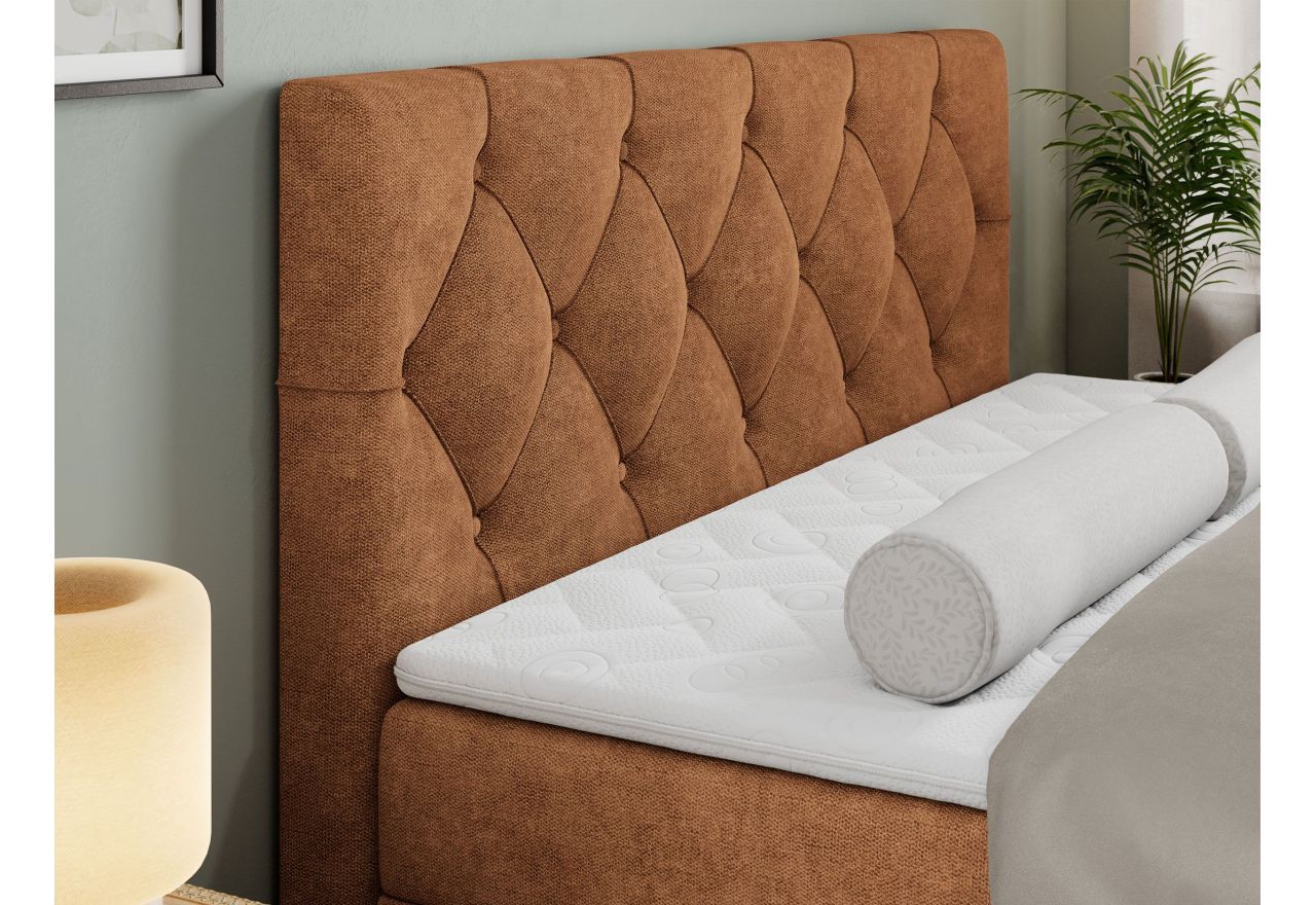 Łóżko kontynentalne ALDA 140x200 - H3 - pomarańczowy, struktura