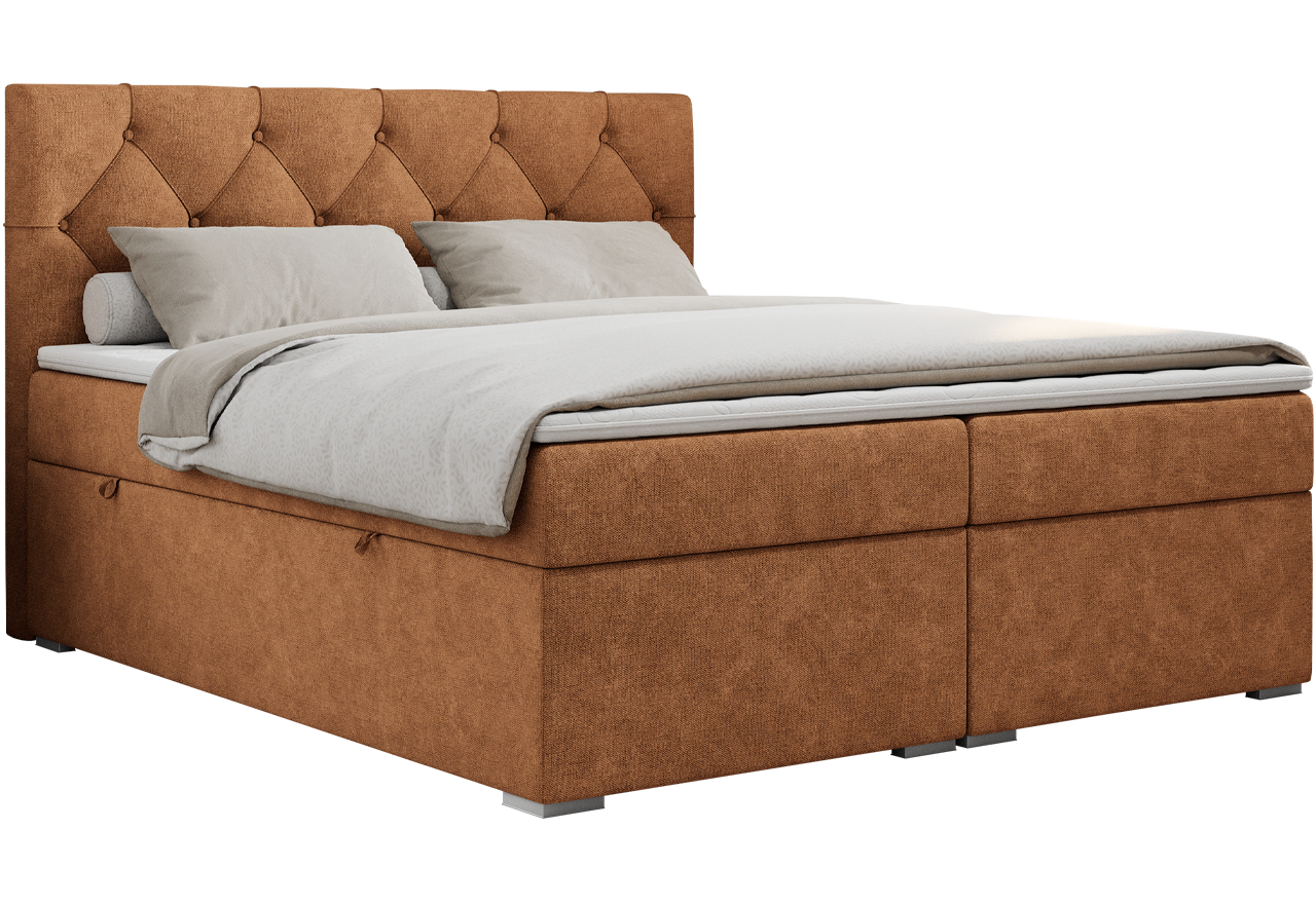 Łóżko kontynentalne ALDA 160x200 - H3 - pomarańczowy, struktura