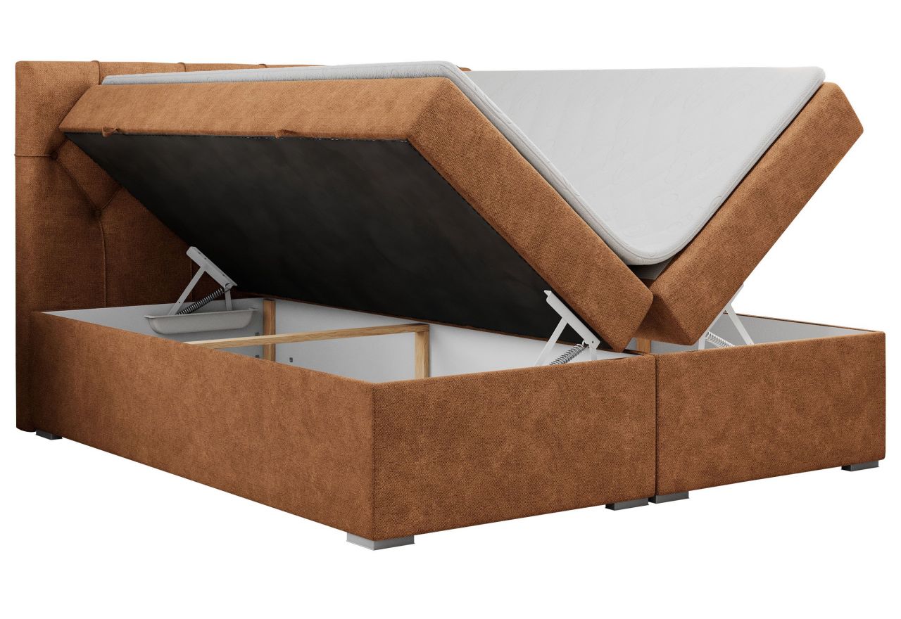 Łóżko kontynentalne ALDA 160x200 - H3 - pomarańczowy, struktura