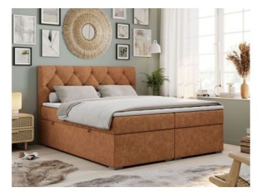 Łóżko kontynentalne ALDA 180x200 - H3 - pomarańczowy, struktura