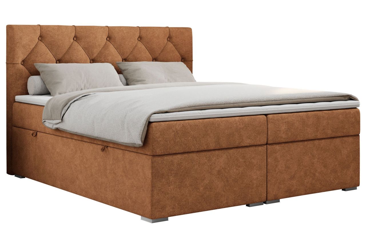 Łóżko kontynentalne ALDA 160x200 - H4 - pomarańczowy, struktura