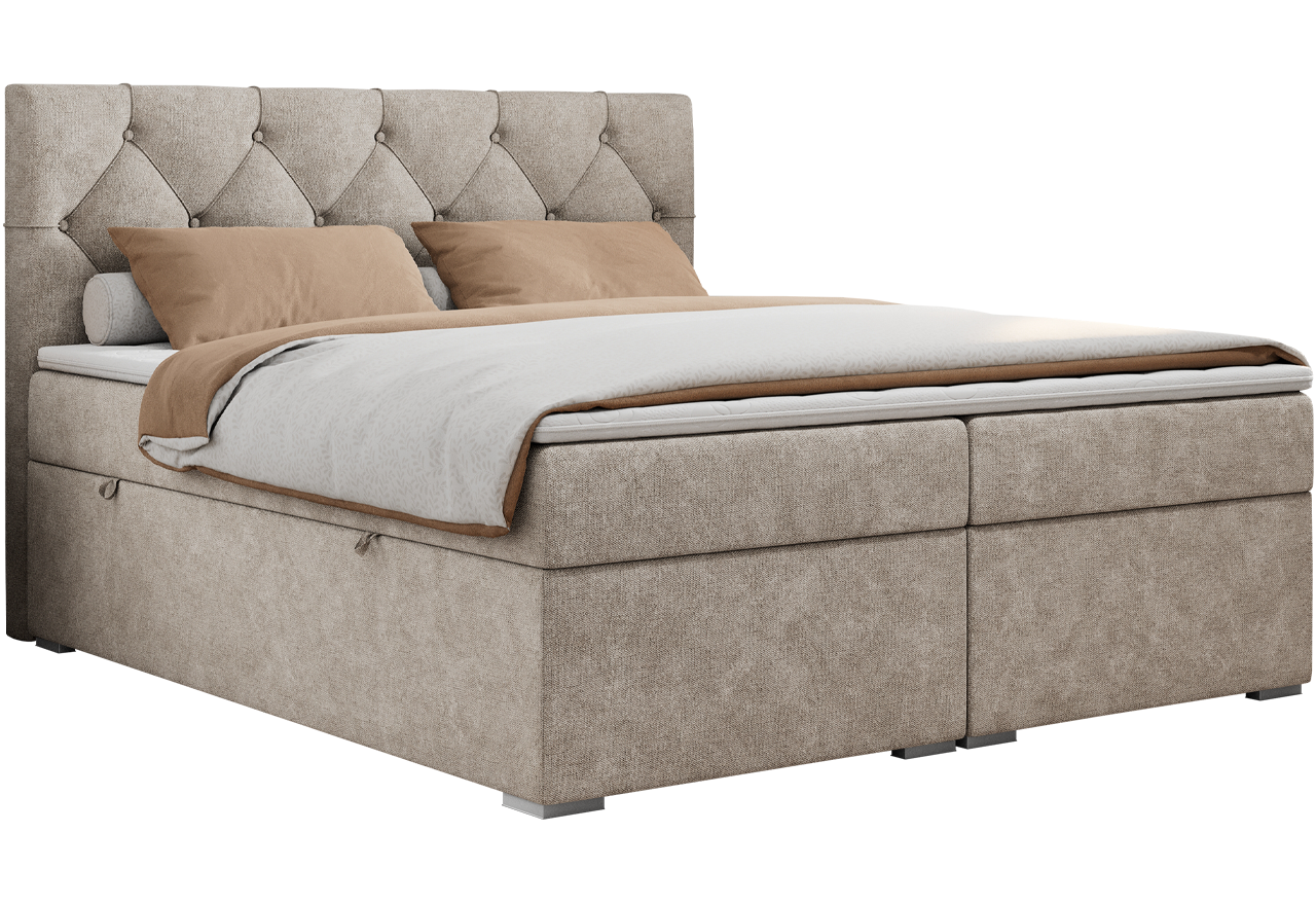 Łóżko kontynentalne ALDA 160x200 - H3 - beżowy, struktura