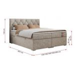 Łóżko kontynentalne ALDA 200x200 - H3 - beżowy, struktura