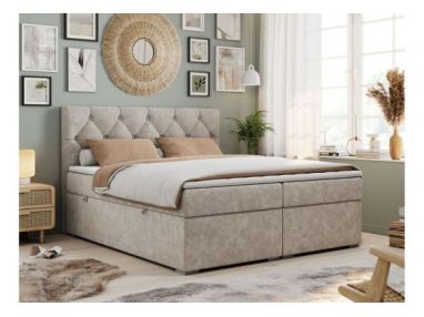 Łóżko kontynentalne ALDA 120x200 - H4 - beżowy, struktura