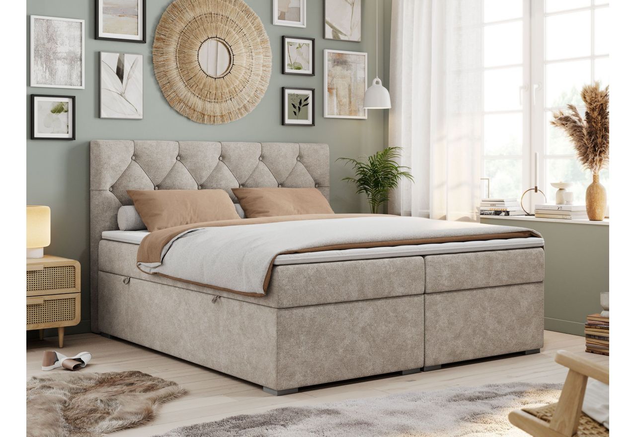 Łóżko kontynentalne ALDA 120x200 - H4 - beżowy, struktura