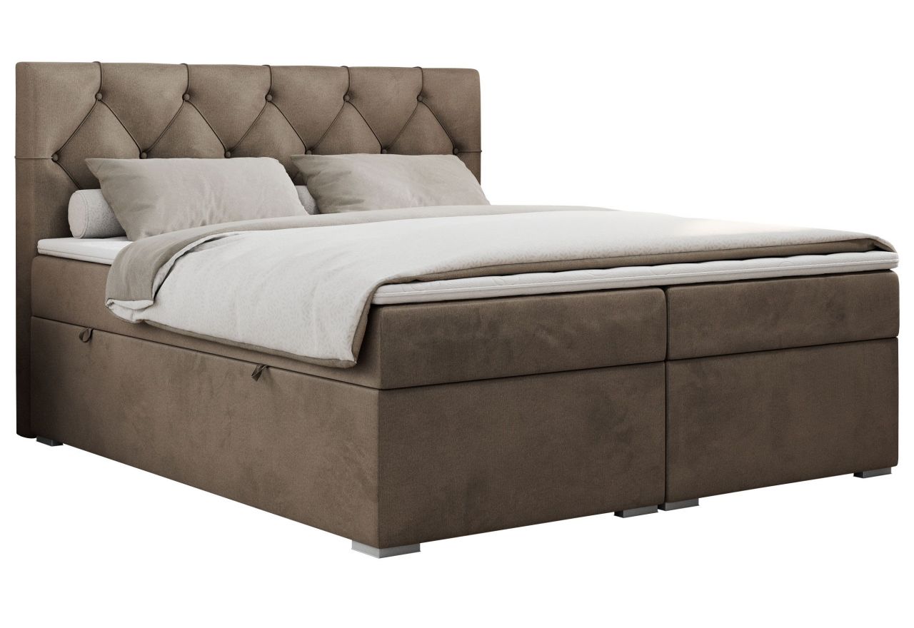 Łóżko kontynentalne ALDA 120x200 - H3 - brązowy, welwet