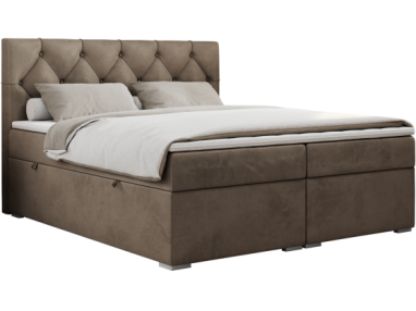 Łóżko kontynentalne ALDA 160x200 - H3 - brązowy, welwet