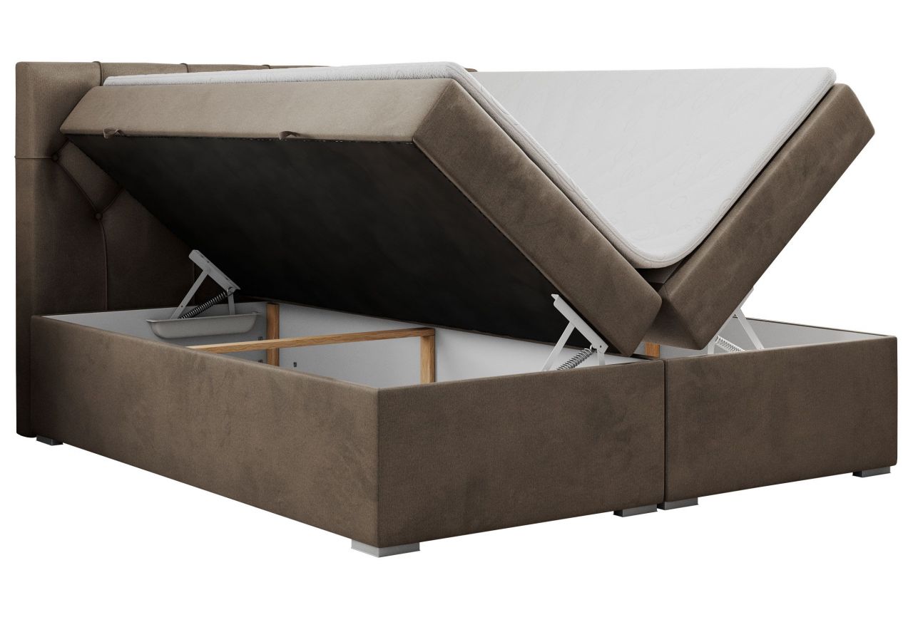 Łóżko kontynentalne ALDA 160x200 - H3 - brązowy, welwet