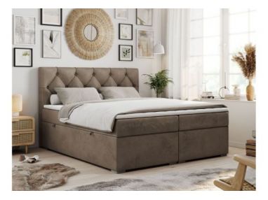 Łóżko kontynentalne ALDA 180x200 - H3 - brązowy, welwet