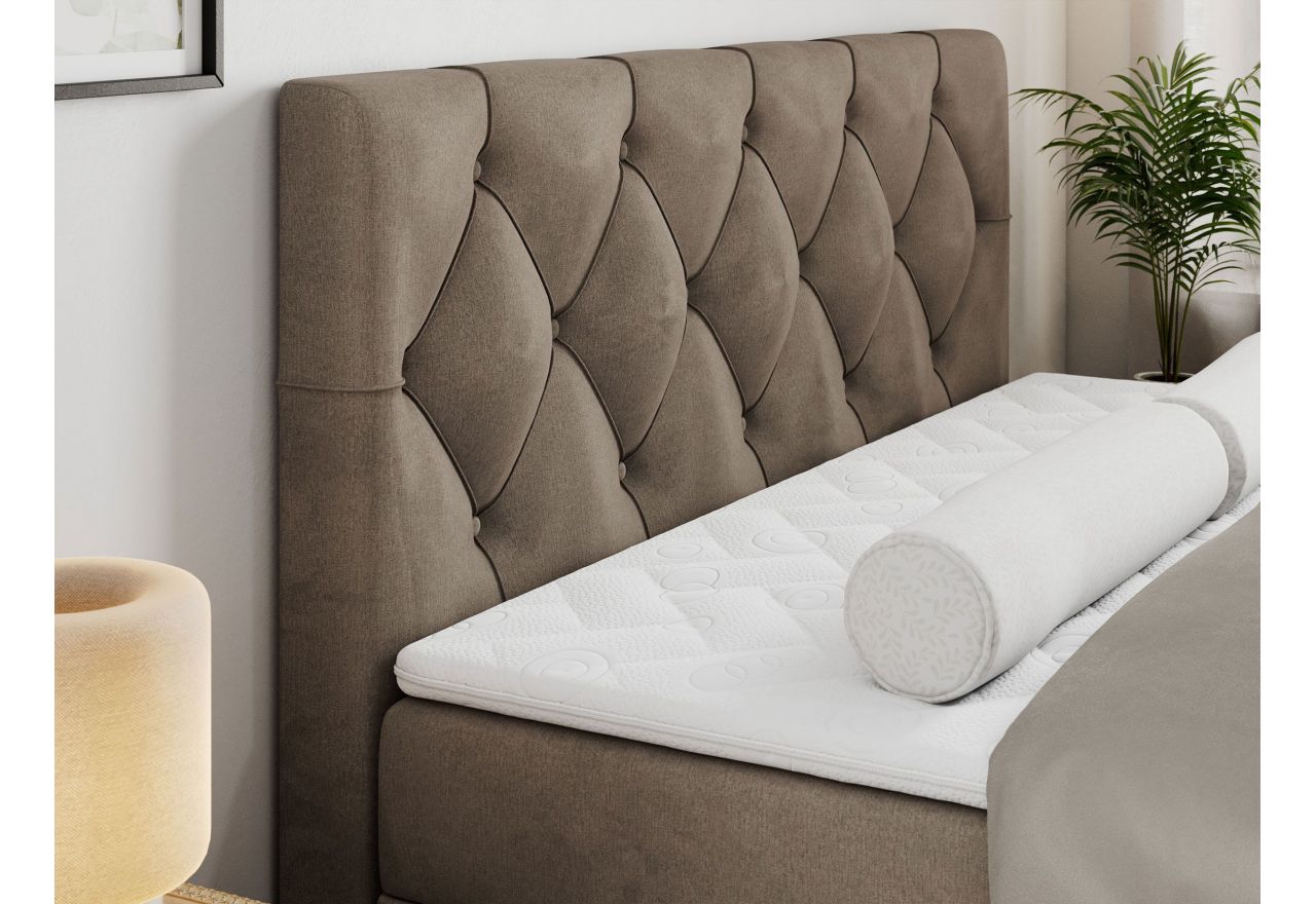 Łóżko kontynentalne ALDA 120x200 - H4 - brązowy, welwet