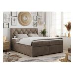 Łóżko kontynentalne ALDA 180x200 - H4 - brązowy, welwet