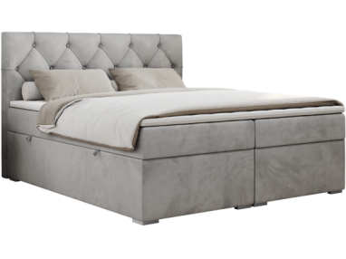 Łóżko kontynentalne ALDA 120x200 - H3 - jasnoszary, welwet