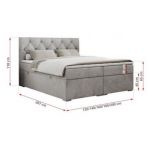 Łóżko kontynentalne ALDA 180x200 - H3 - jasnoszary, welwet