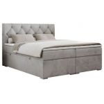 Łóżko kontynentalne ALDA 200x200 - H3 - jasnoszary, welwet