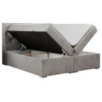 Łóżko kontynentalne ALDA 200x200 - H3 - jasnoszary, welwet
