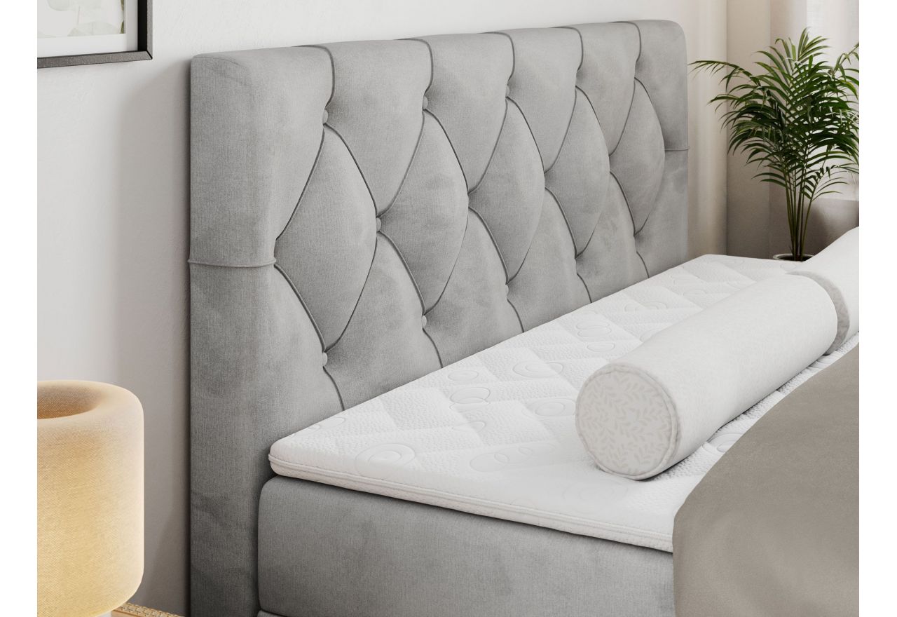 Łóżko kontynentalne ALDA 120x200 - H4 - jasnoszary, welwet