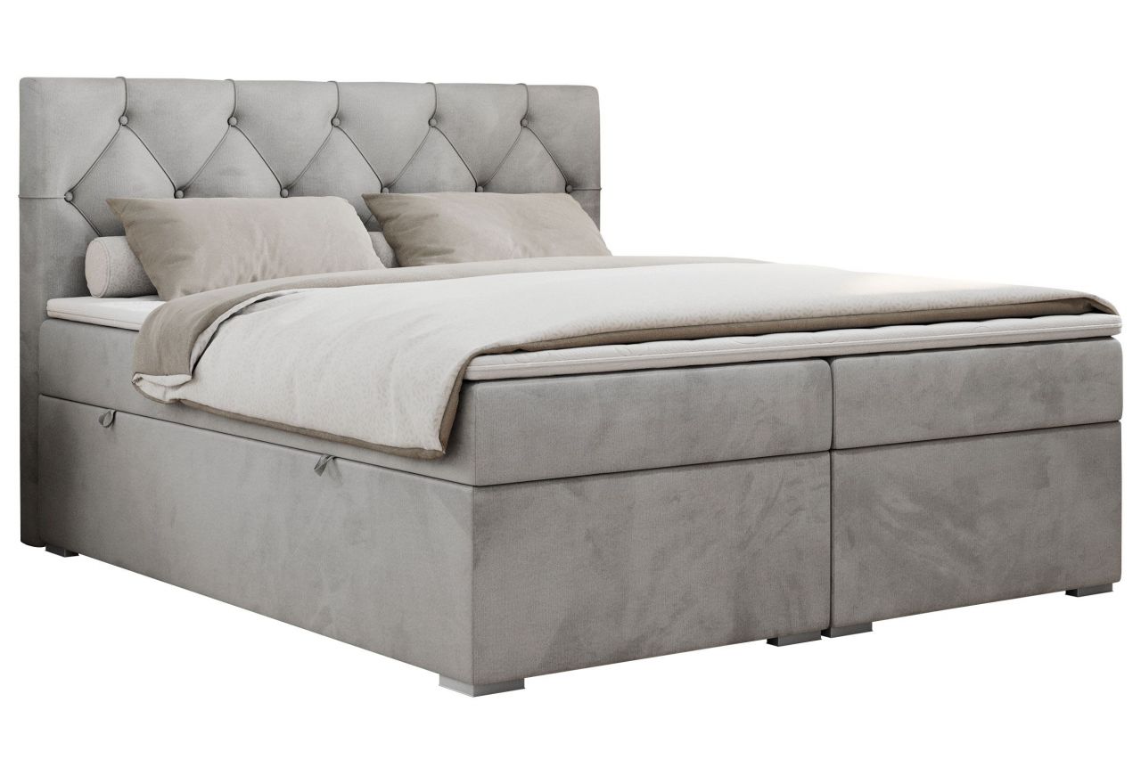 Łóżko kontynentalne ALDA 120x200 - H4 - jasnoszary, welwet