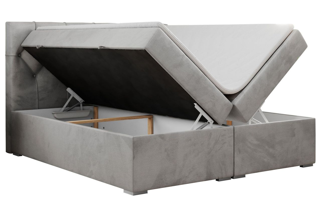 Łóżko kontynentalne ALDA 140x200 - H4 - jasnoszary, welwet