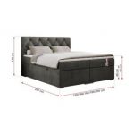 Łóżko kontynentalne ALDA 120x200 - H3 - ciemnoszary, welwet