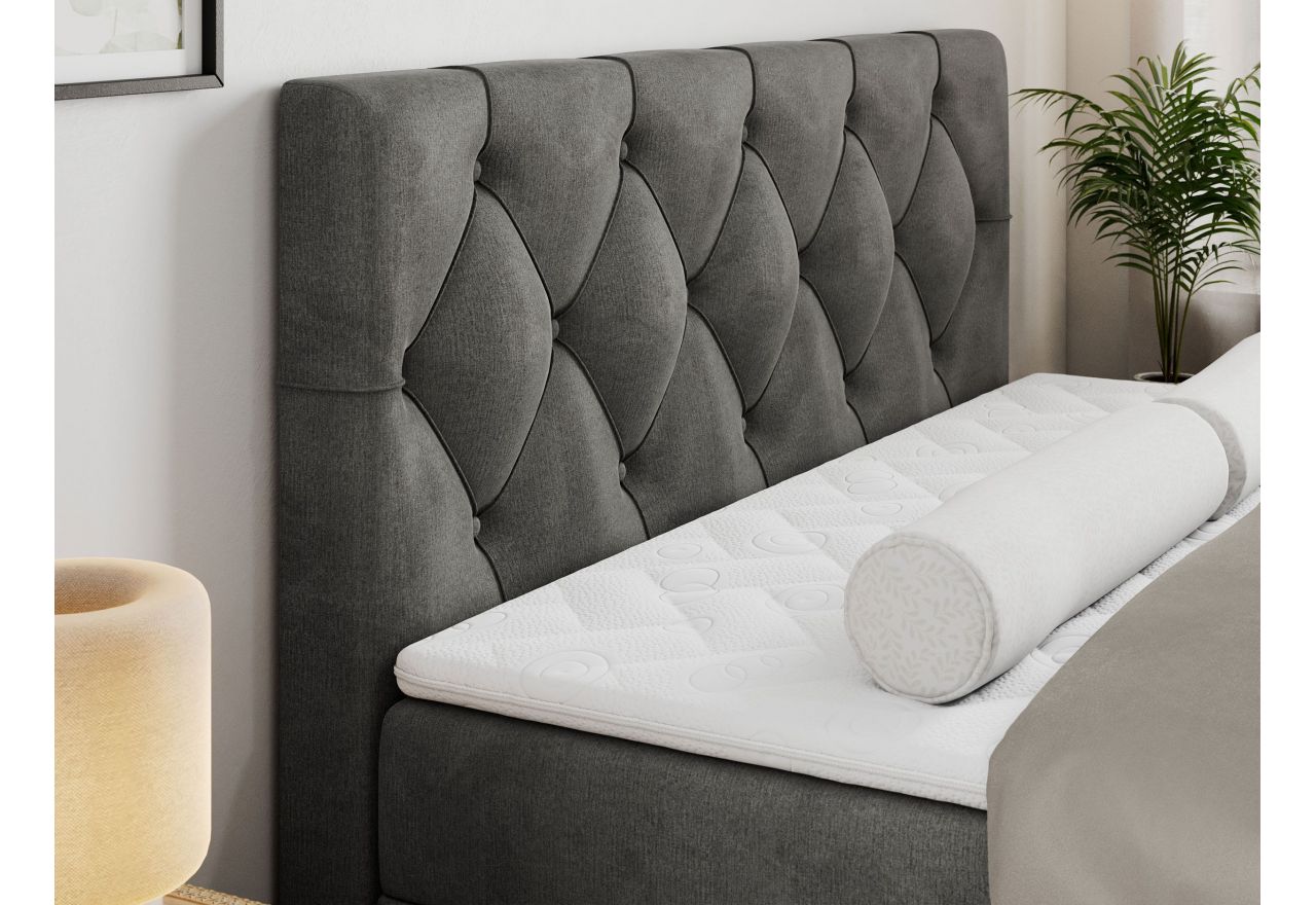 Łóżko kontynentalne ALDA 120x200 - H3 - ciemnoszary, welwet