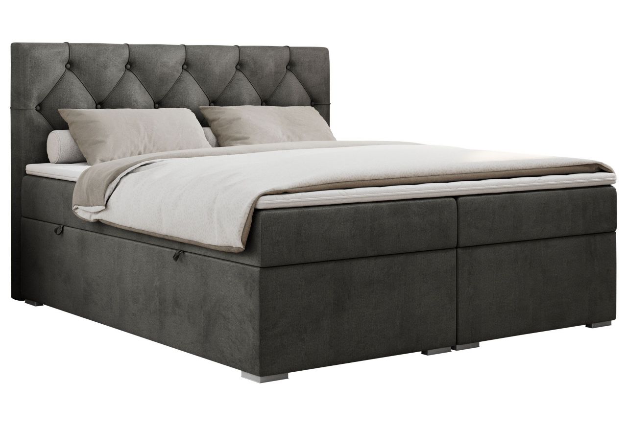 Łóżko kontynentalne ALDA 140x200 - H3 - ciemnoszary, welwet