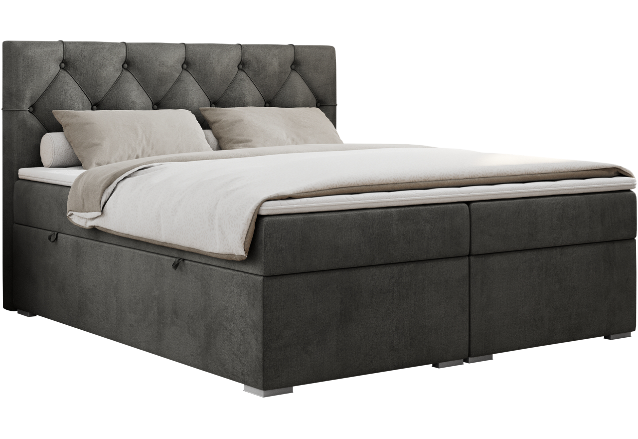 Łóżko kontynentalne ALDA 160x200 - H3 - ciemnoszary, welwet