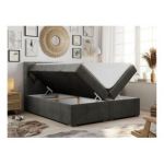 Łóżko kontynentalne ALDA 180x200 - H3 - ciemnoszary, welwet