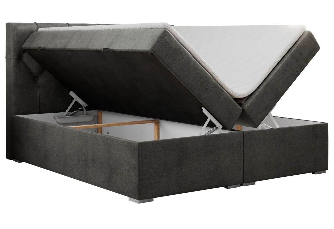 Łóżko kontynentalne ALDA 200x200 - H3 - ciemnoszary, welwet