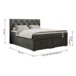 Łóżko kontynentalne ALDA 140x200 - H4 - ciemnoszary, welwet