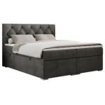 Łóżko kontynentalne ALDA 200x200 - H4 - ciemnoszary, welwet