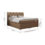 Łóżko kontynentalne ALDA 120x200 - H3 - brązowy, ekoskóra