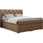 Łóżko kontynentalne ALDA 140x200 - H3 - brązowy, ekoskóra