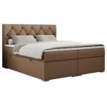 Łóżko kontynentalne ALDA 200x200 - H3 - brązowy, ekoskóra