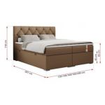 Łóżko kontynentalne ALDA 120x200 - H4 - brązowy, ekoskóra