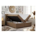 Łóżko kontynentalne ALDA 120x200 - H4 - brązowy, ekoskóra