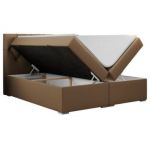 Łóżko kontynentalne ALDA 180x200 - H4 - brązowy, ekoskóra