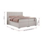 Łóżko kontynentalne CARMEN 200x200 - H3 - biały, ekoskóra