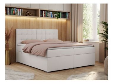 Łóżko kontynentalne CARMEN 120x200 - H4 - biały, ekoskóra