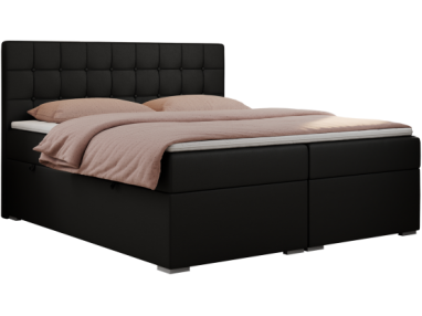 Łóżko kontynentalne CARMEN 120x200 - H3 - czarny, ekoskóra