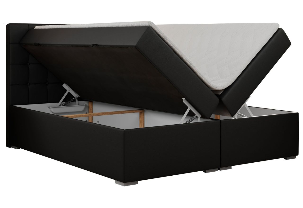 Łóżko kontynentalne CARMEN 120x200 - H3 - czarny, ekoskóra