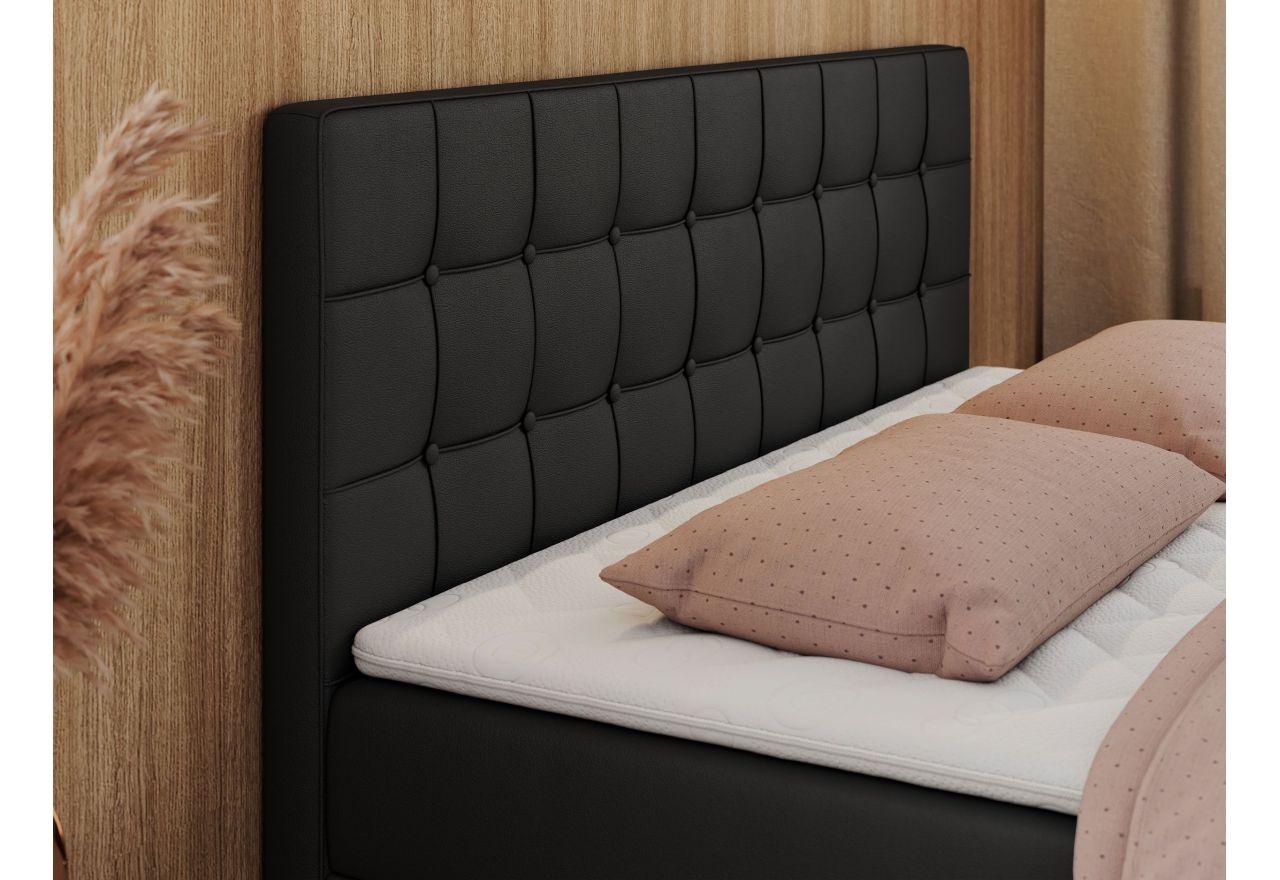Łóżko kontynentalne CARMEN 200x200 - H3 - czarny, ekoskóra