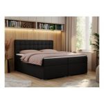 Łóżko kontynentalne CARMEN 160x200 - H4 - czarny, ekoskóra