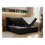 Łóżko kontynentalne CARMEN 160x200 - H4 - czarny, ekoskóra